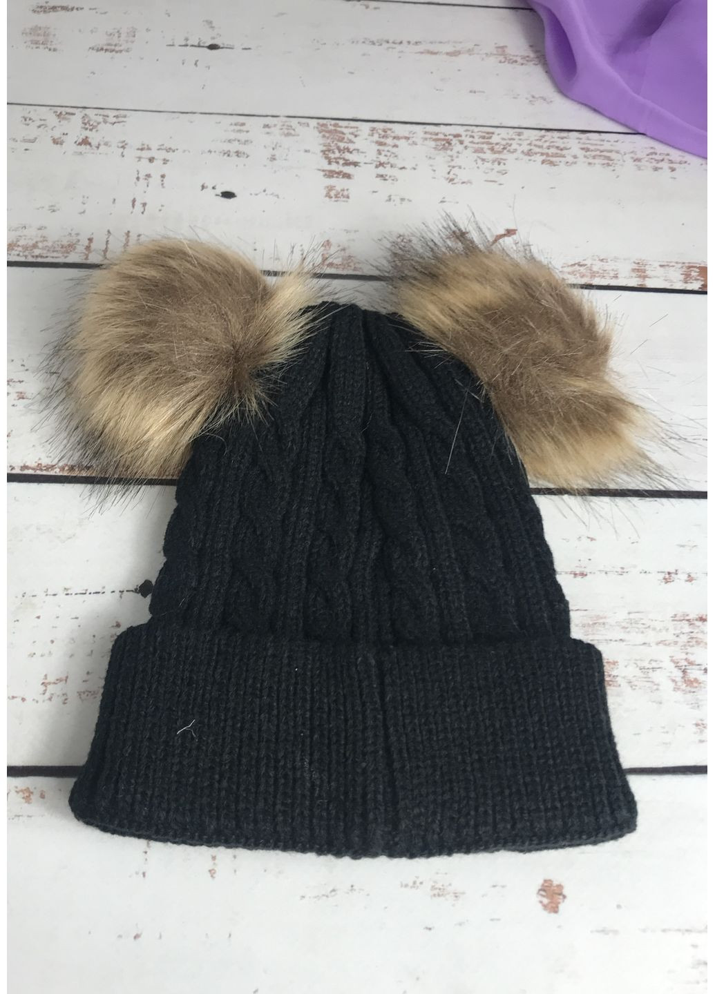 Шапка детская с помпонами FAS Черный (485) No Brand (366276916)