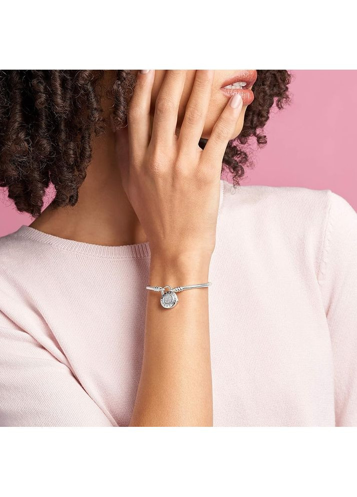 Срібний ланцюжковий браслет Пандора з замком-підвіскою 597092CZ Kabluchka (355345824)