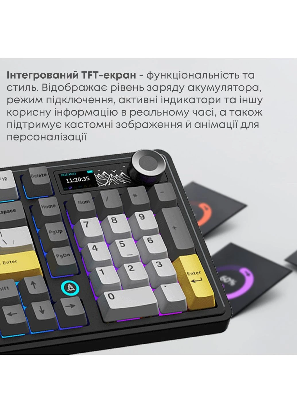 Клавиатура Black/Grey/Yellow (AK980-V2-G-BGY) Ajazz AK980 V2 Gift Switch V2 Wireless/Bluetooth/USB UA (377856650)