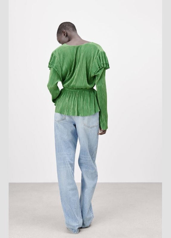 Зелена святкова блуза Zara святкова блуза плісе