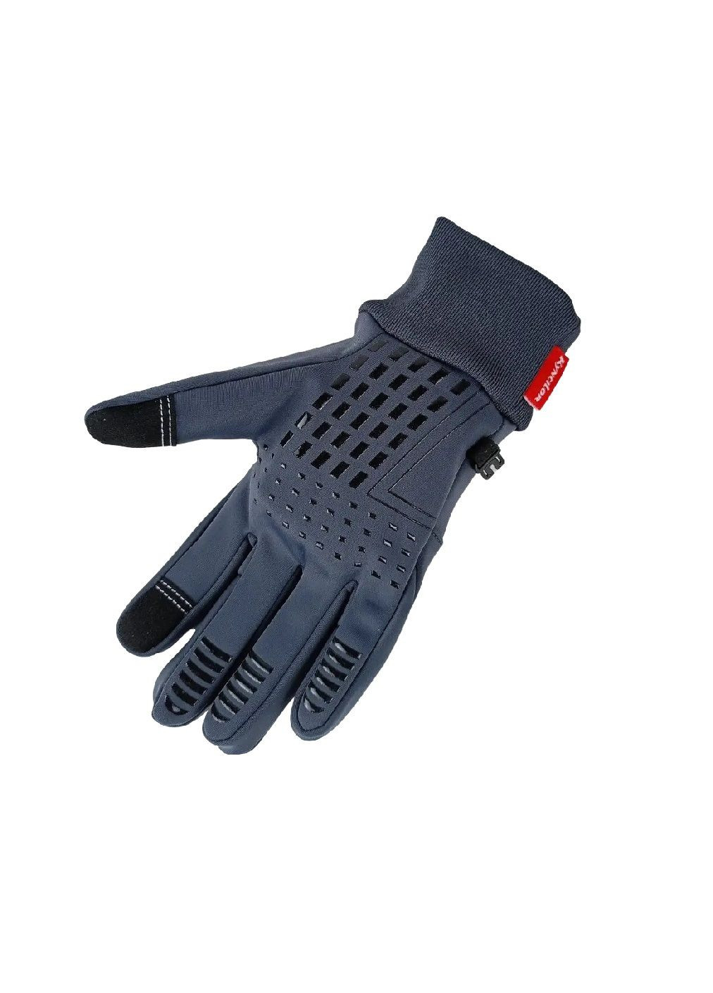 Рукавички із сенсорним нековзним покриттям світловідбивним елементом із водовідштовхувального матеріалу (478328-Prob) Сірі М Unbranded (304140640)