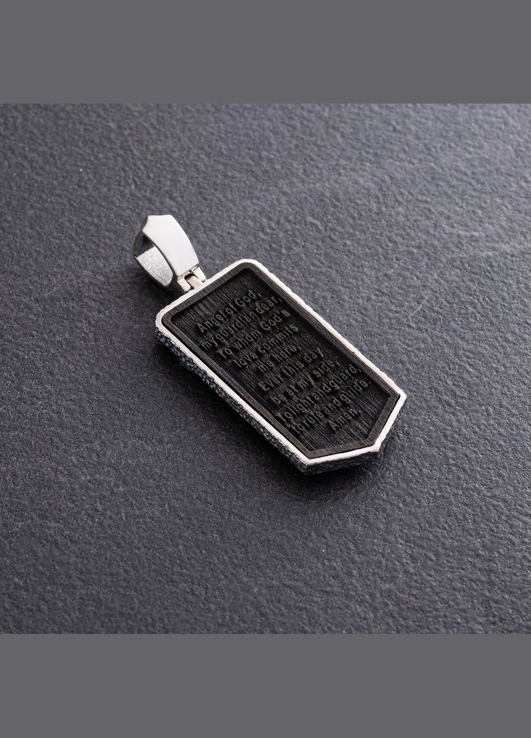 Срібний кулон Архангел Михаїл з ебеновим деревом 1265 Oniks (296565749)