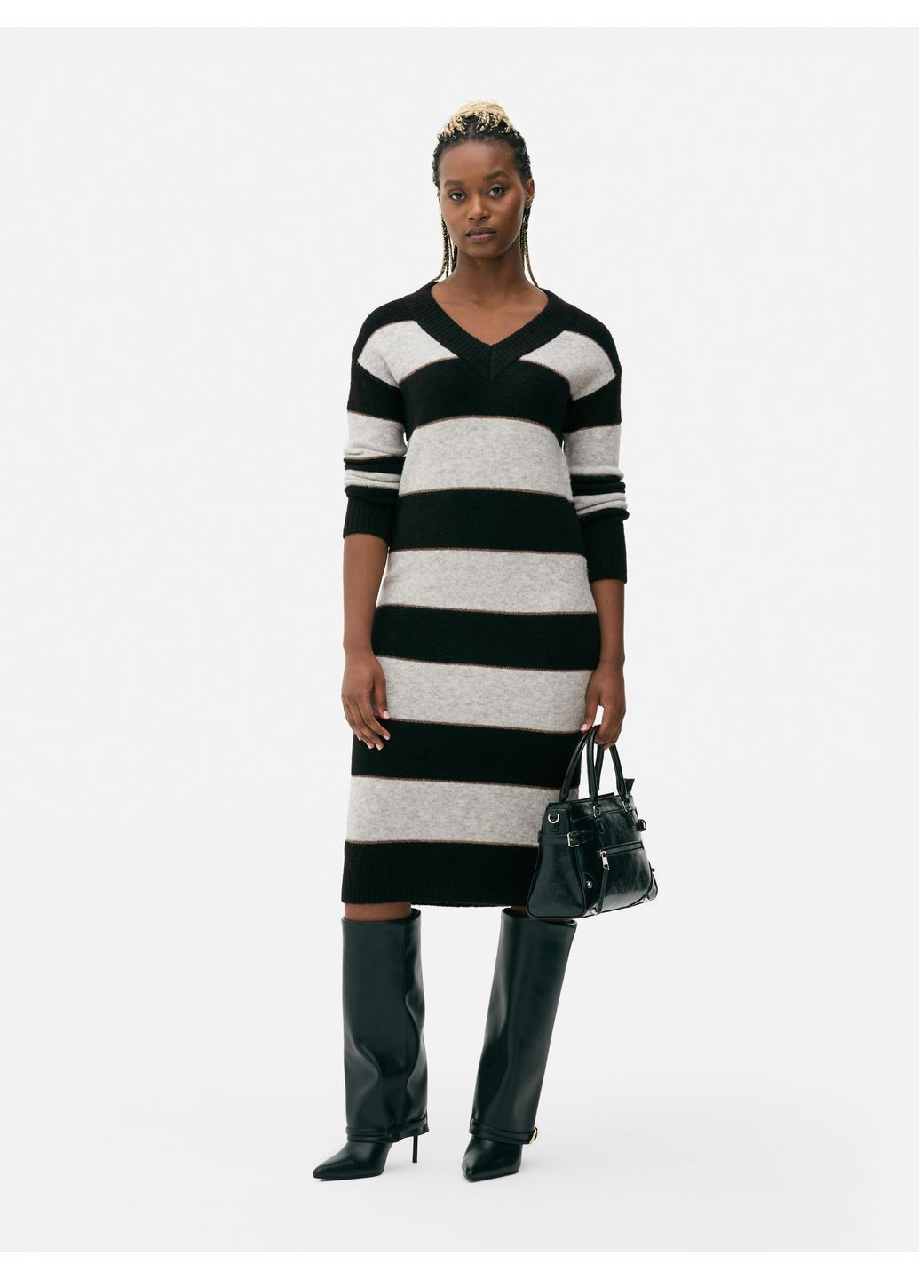 Черное платье демисезон,черный в полоску, Primark