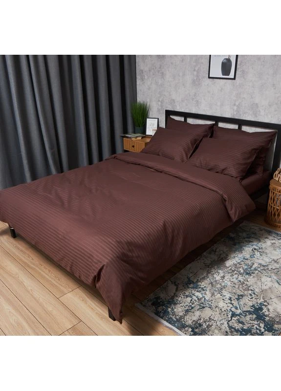 Комплект постельного белья Satin Stripe «» King Size 220x240 наволочки 2х50х70 (MS-820008716) Moon&Star Warm Espresso (356115554)