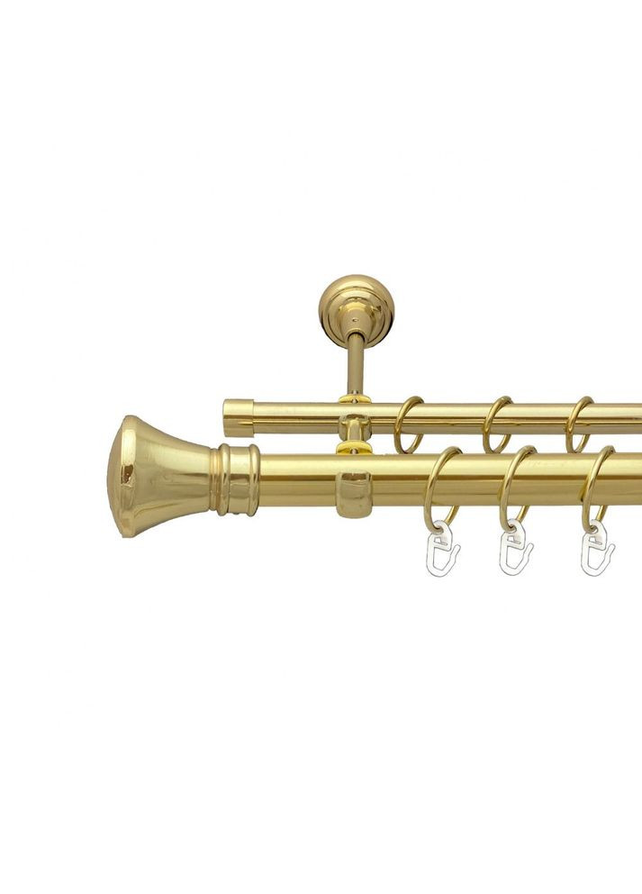 Карниз Люксор металлический двухрядный открытый гладкая труба Золото 25\19 мм 240 см (00-00012816) ORVIT (300284069)