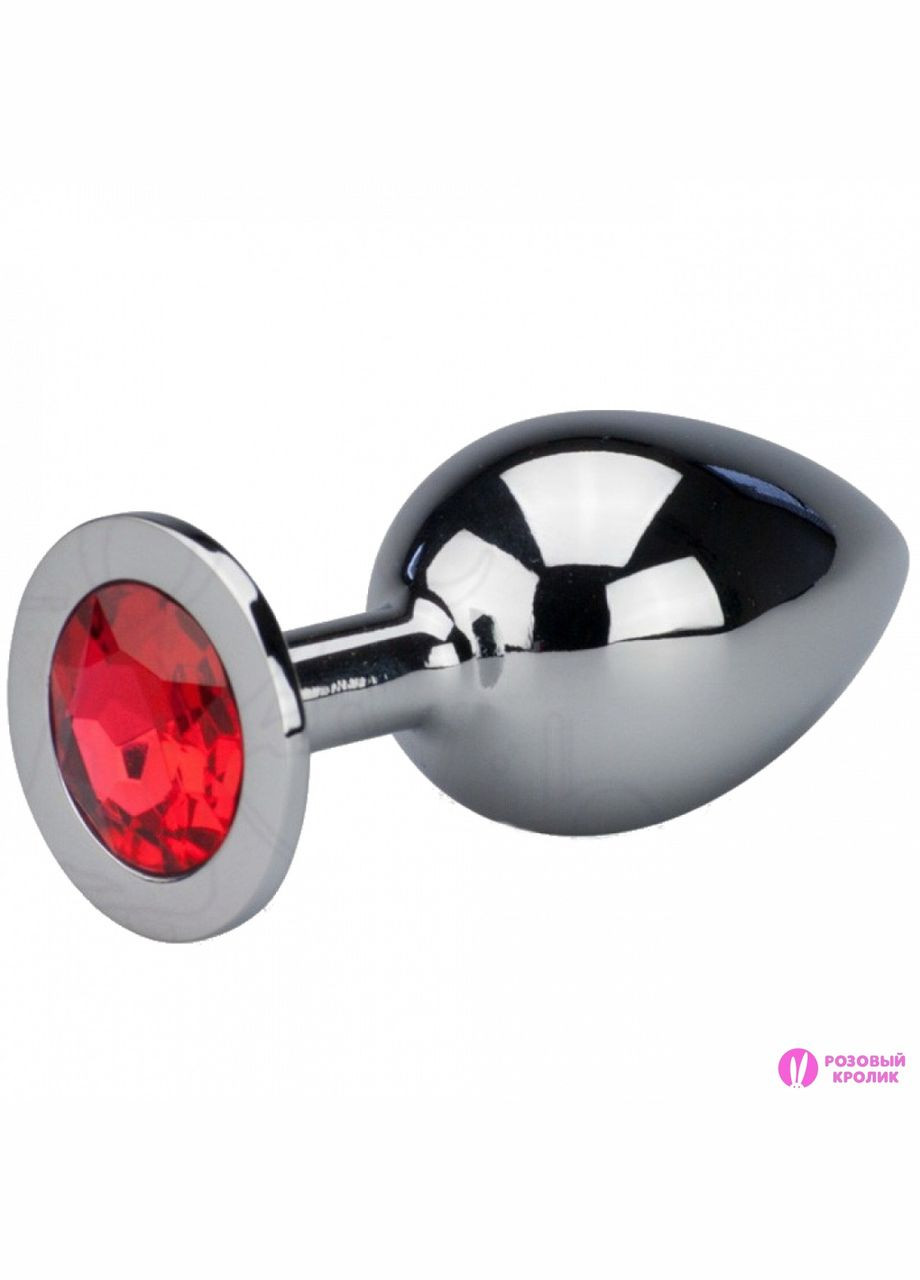 Мала анальна пробка S з червоним стразом у чохлі 2.8*7.5 см Металева No Brand (340914493)