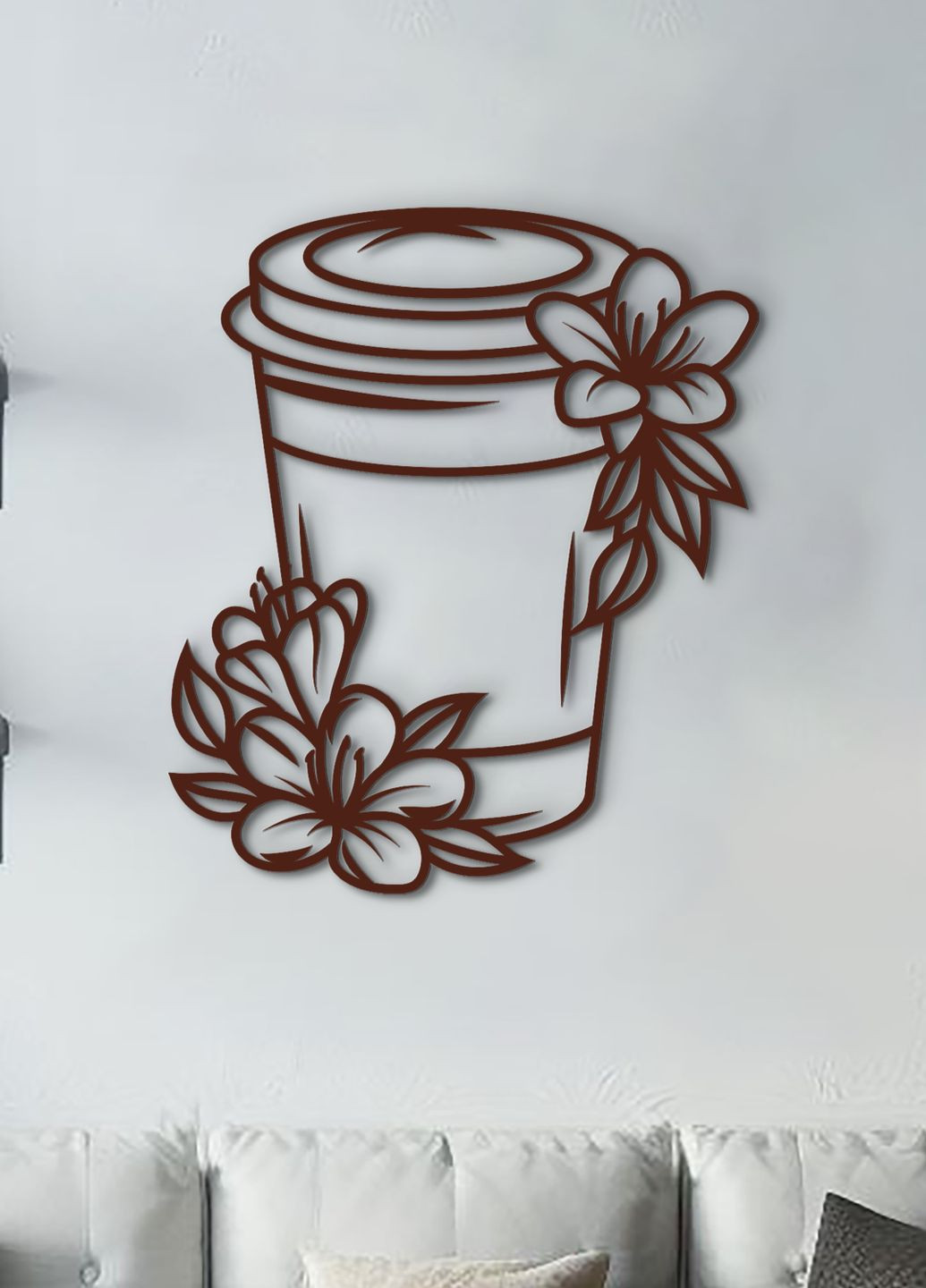 Декоративне панно з дерева, інтер'єрна картина на стіну "Кава з собою", оригінальний подарунок 70х85 см Woodyard (291882414)