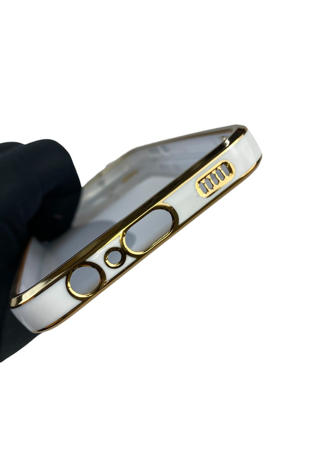 Чехол для Galaxy A03 SM-A035F с кольцом MagSafe с золотой окантовкой на самсунг а03 белый gs1 Samsung (366230869)