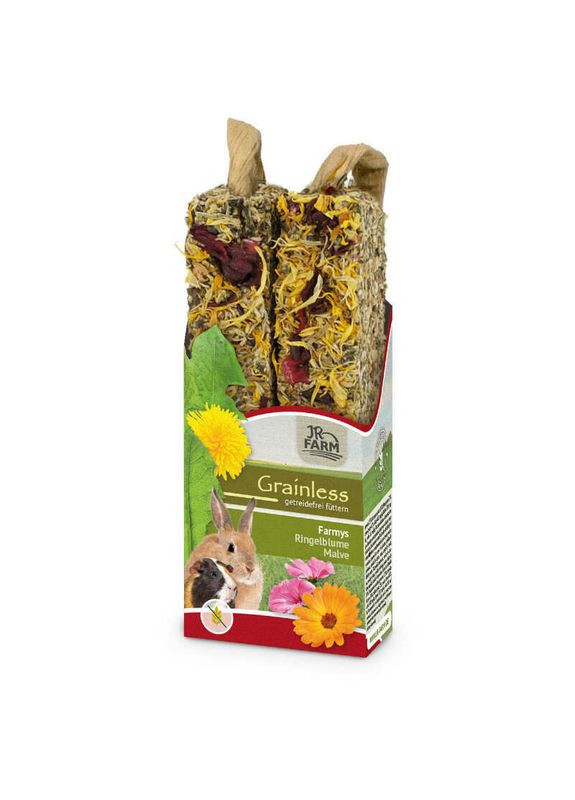 Беззернові ласощі з календулою у формі паличок для кролів та гризунів Grainless Farmys Calendula-Hollyhock - 140 г JR Farm (327999725)