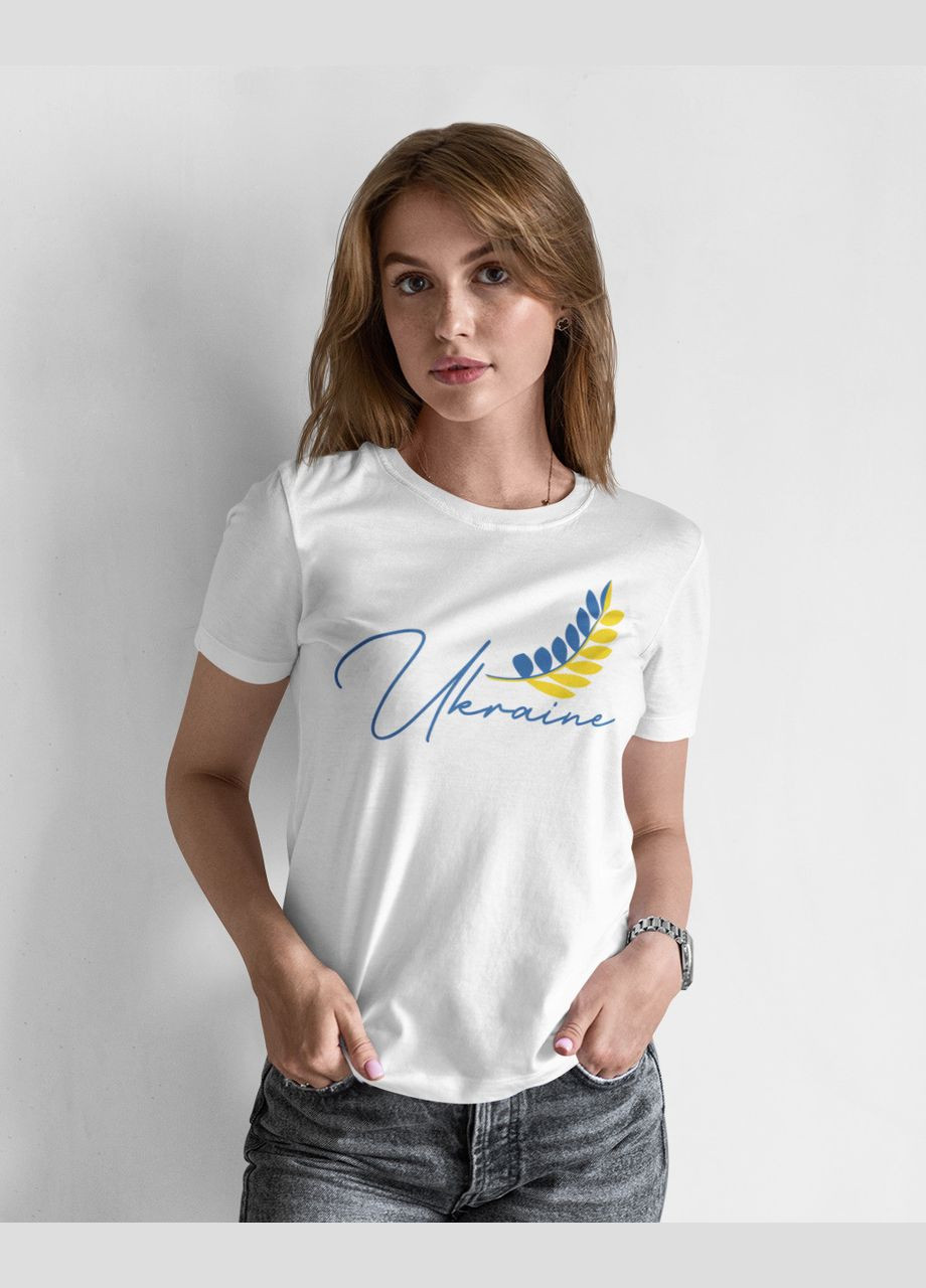 Белая летняя женская патриотическая футболка ukraine черная 44 Mishe 240014