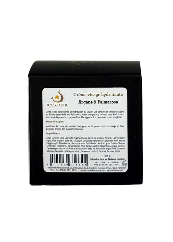 Увлажняющий крем для лица аргания и пальмароза / Crème visage Hydratante, 50 г Nectarome (316636135)