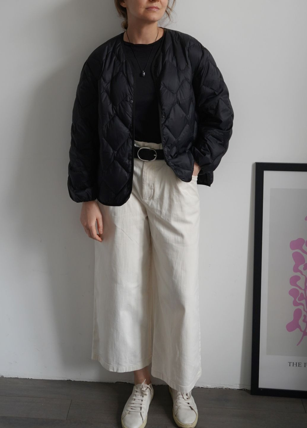 Черный демисезонный Пуховик One