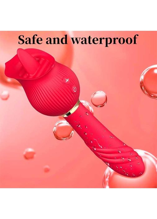 Двухсторонний вибратор с языком для клитора и точки G из 24 режимов вибрации красного цвета China (360603861)