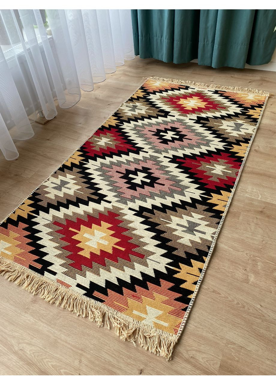 Бавовняний плетений двосторонній килим Zummi 80Х150 см. Екокилимок. Червоний No Brand (366376729)