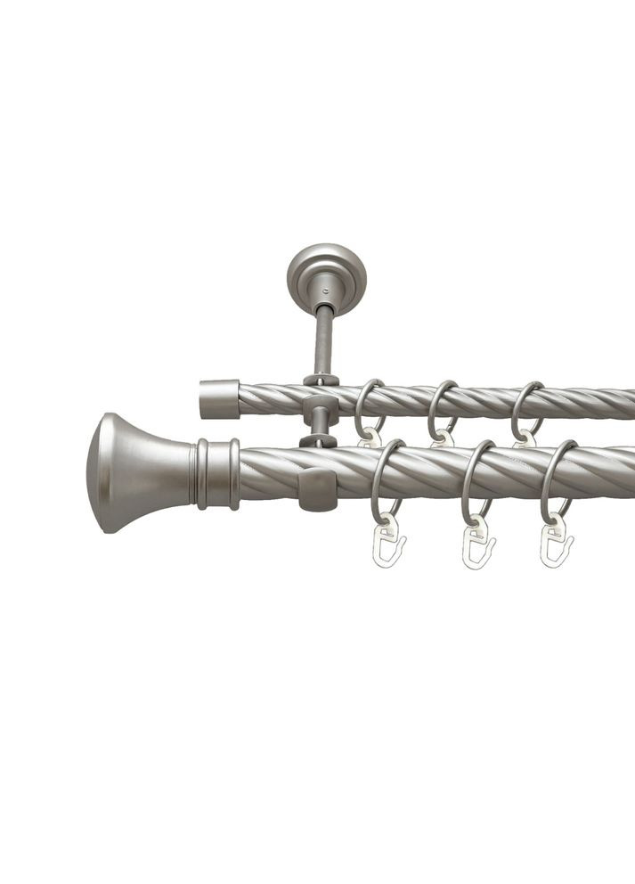 Карниз Люксор металевий дворядний відкритий скручена труба Сатин 25\16 мм 200 см (00-00023565) ORVIT (300843929)