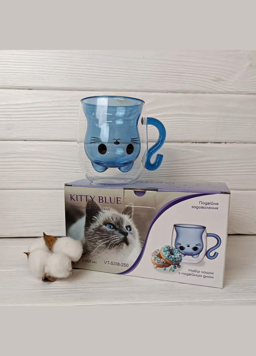 Набор чашек KITTY BLUE с двойным дном 2 шт. 250мл VT-5318-250 (141380) Vittora (324621704)