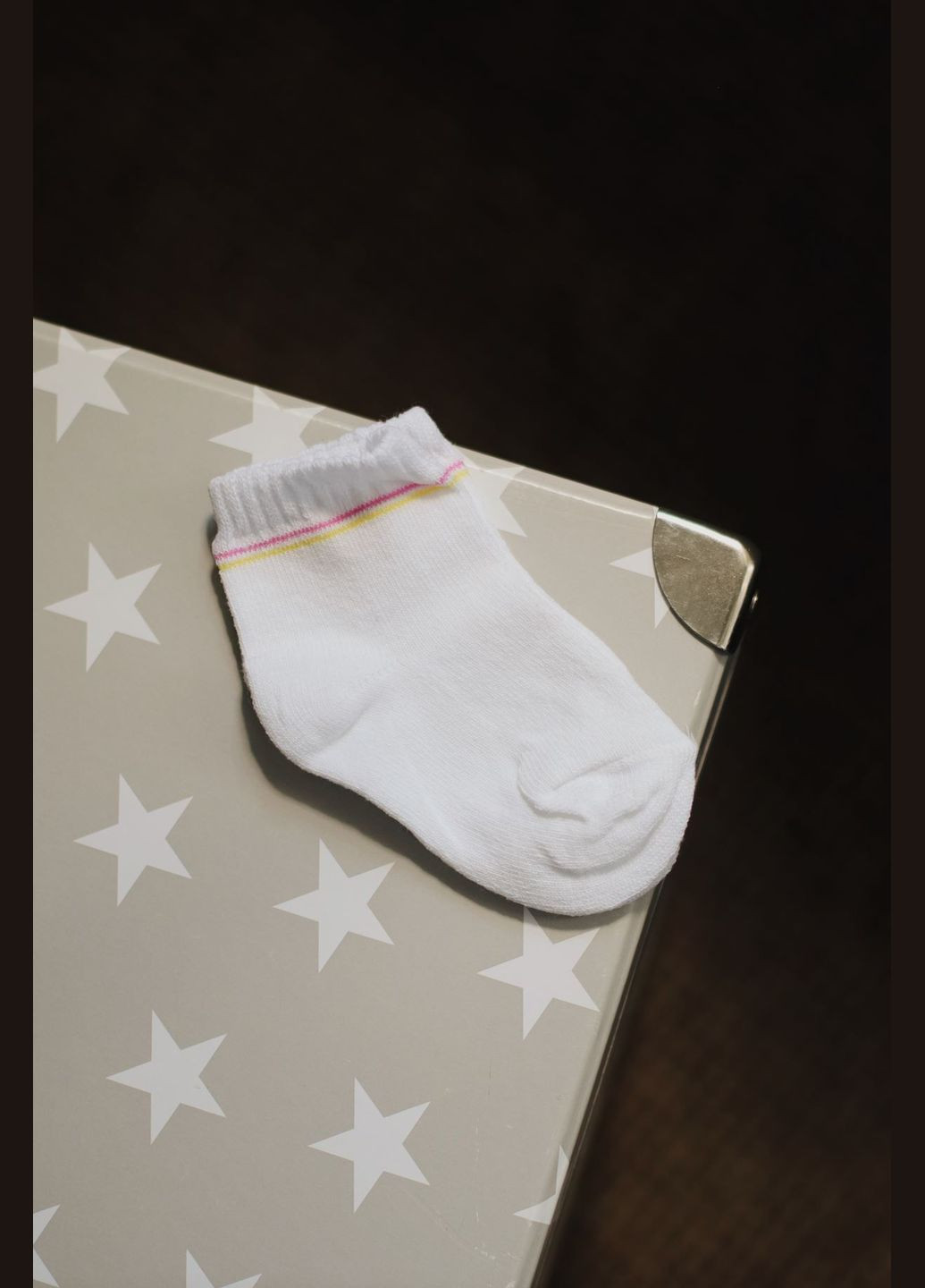 Комбинированный демисезонный носки деми белые розовато-желтая полоска No Brand