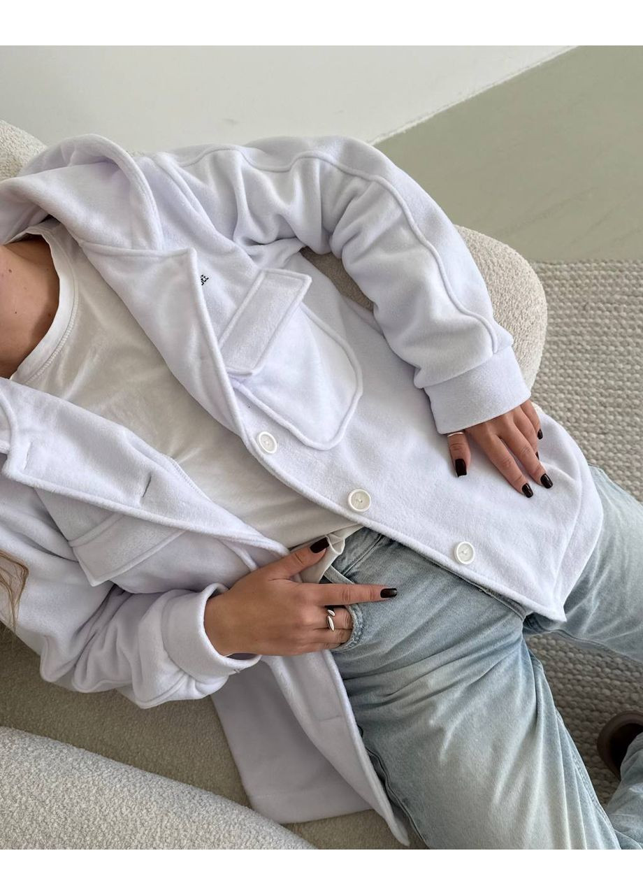 Белая повседневный рубашка однотонная Гермес с длинным рукавом