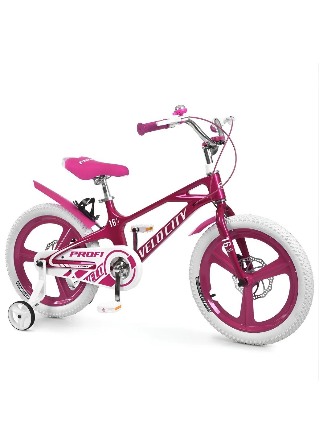 Дитячий велосипед Velocity MB16VCG, колеса гумові 16", магнієва рама, рожевий Profi (400367847)