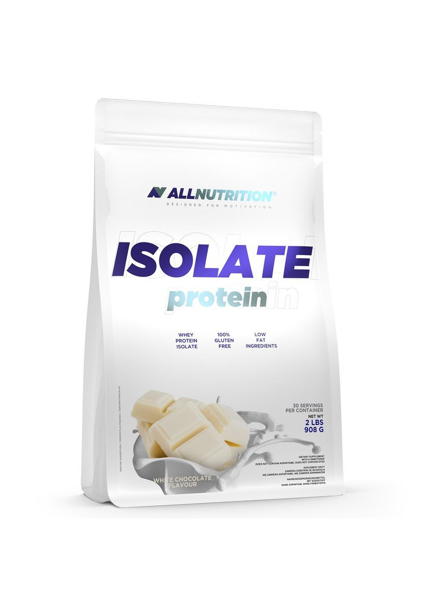 Изолят белка для мужчин Isolate Protein 908г Белый шоколад Малина Allnutrition (367956238)