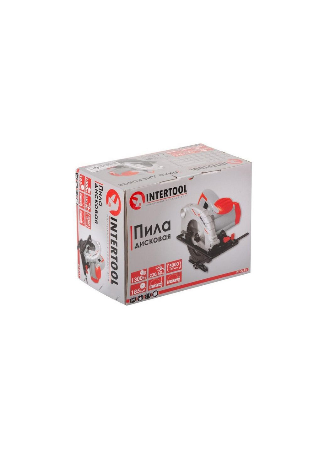 Дискова пила ручна DT-0613 1300 Вт алюмінієва для дерева глибина різання 57 мм 24 зуби Intertool (335400332)