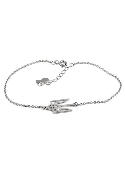 Браслет срібний Тризуб - герб України на тонкому ланцюжку Каштан (342335052)