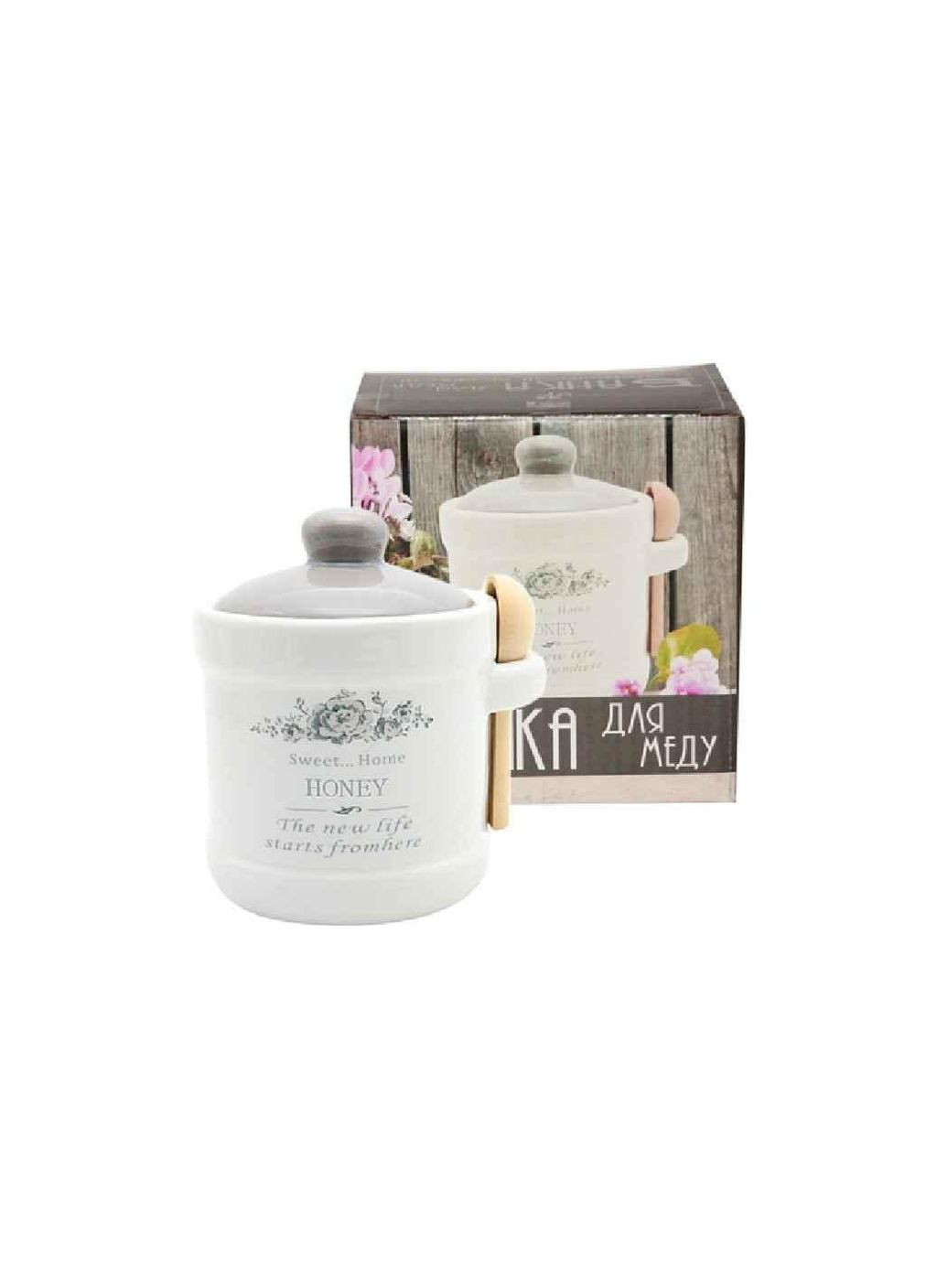 Банка для меда с деревянной ложкой Розарий 13х12см 450мл арт.70004-11 ТМ SNT (304640264)