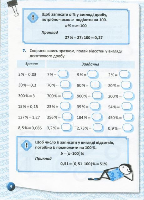 Я вивчаю відсотки. Робочий зошит для учнів 5-8 класів. Старова О.О. Основа (349839327)