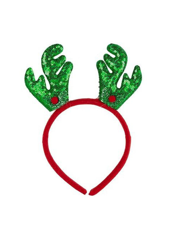 Новогодний ободок "Оленьи рожкит" 2511(Green) 16,5х14,5 см Bambi (369497491)