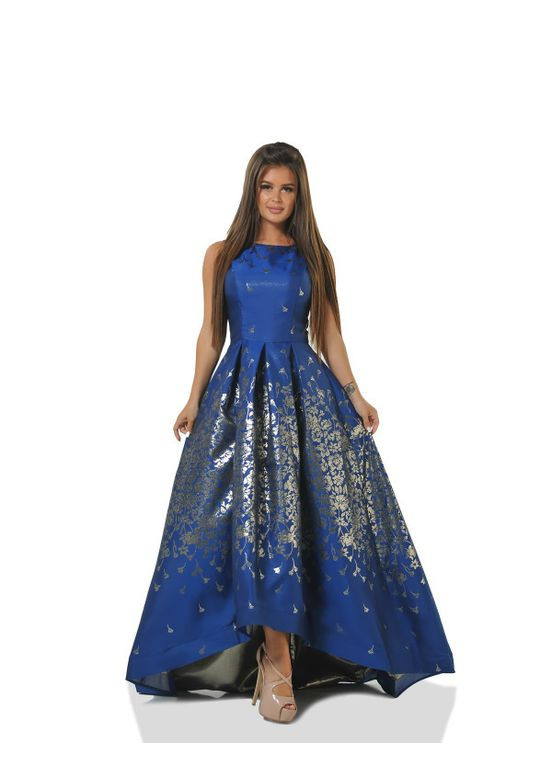 Синя плаття жіноче синє вечірнє дизайнерське максі з жакарду асиметричного крою mkeng2255-3 Modna KAZKA