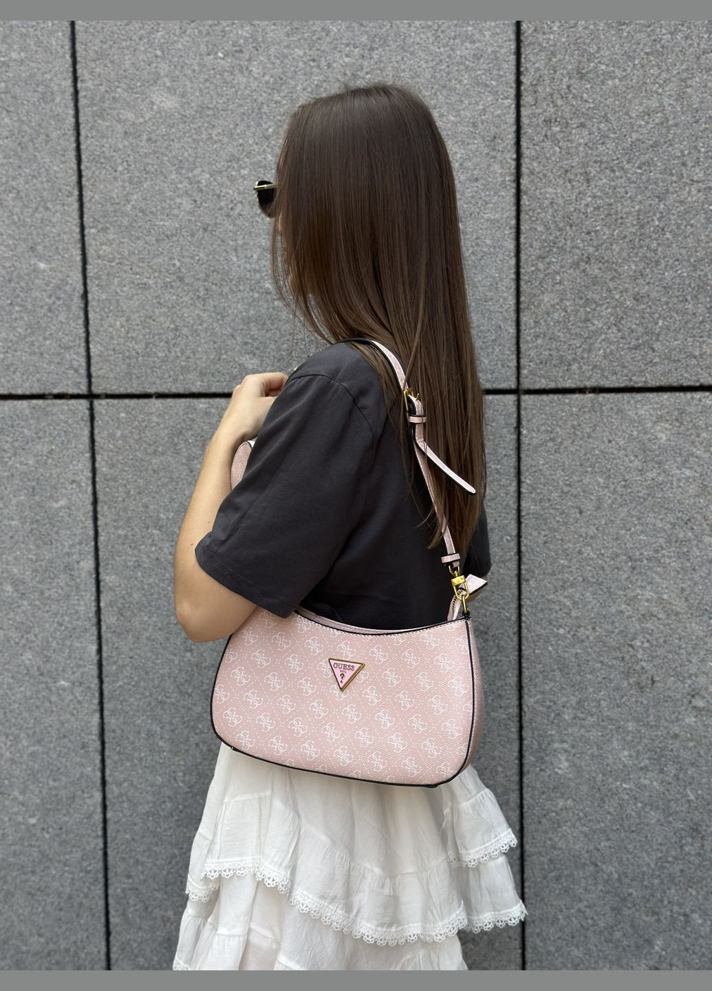 Жіноча сумка GUESS 016 рожева No Brand (299077405)