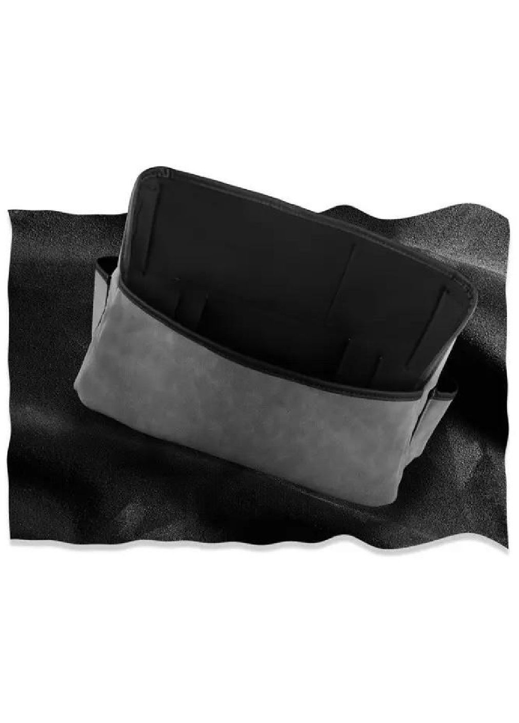 Органайзер полочка с бортиками карманами между сидений в салон машины автомобиля имитация замши (476995-Prob) Темно-серый Unbranded (293242100)