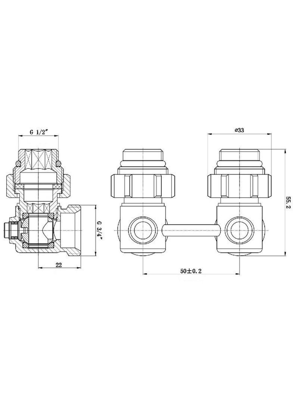 Вузол нижнього підключення панельного радіатора NV 5102 кутовий кульовий 3/4″ Solomon (338864362)