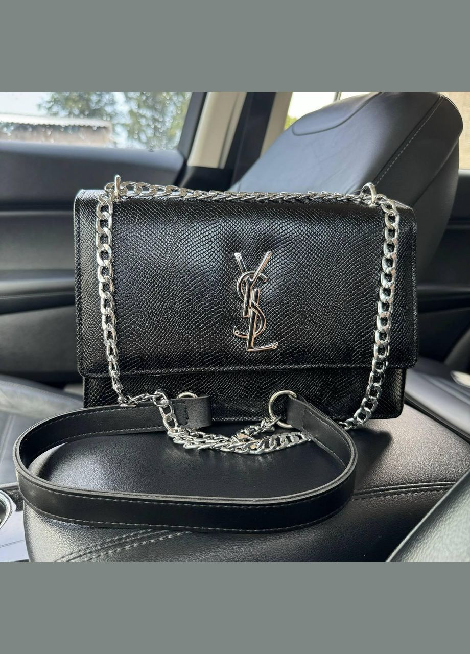 Жіноча міні сумочка рептилія YSL чорна на плече, мінісумка клатч зміїна з ланцюжком No Brand (334730729)