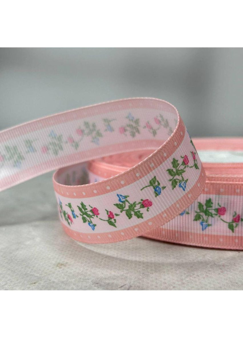 2,5 см Лента репсовая с принтом на отрез - #746/3 розовый Plus-plus (352747462)