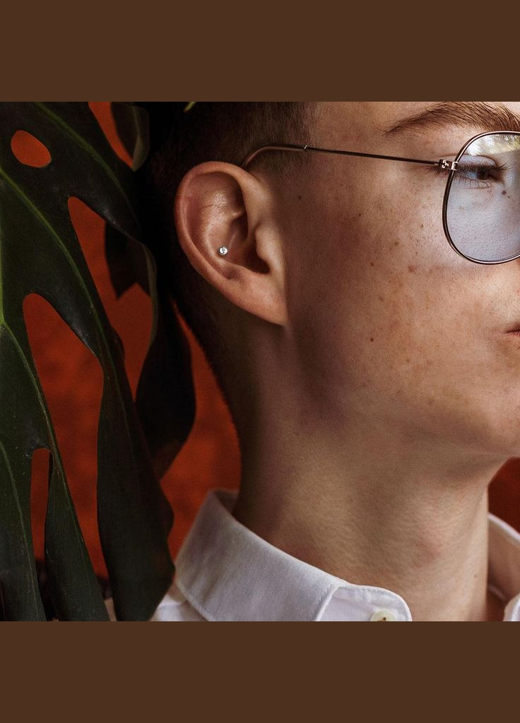 Штанга из титана с фианитом T23B03-141655-C для пирсинга хряща уха, хеликса, языка, брови (1,6мм 16мм) Spikes (333698395)