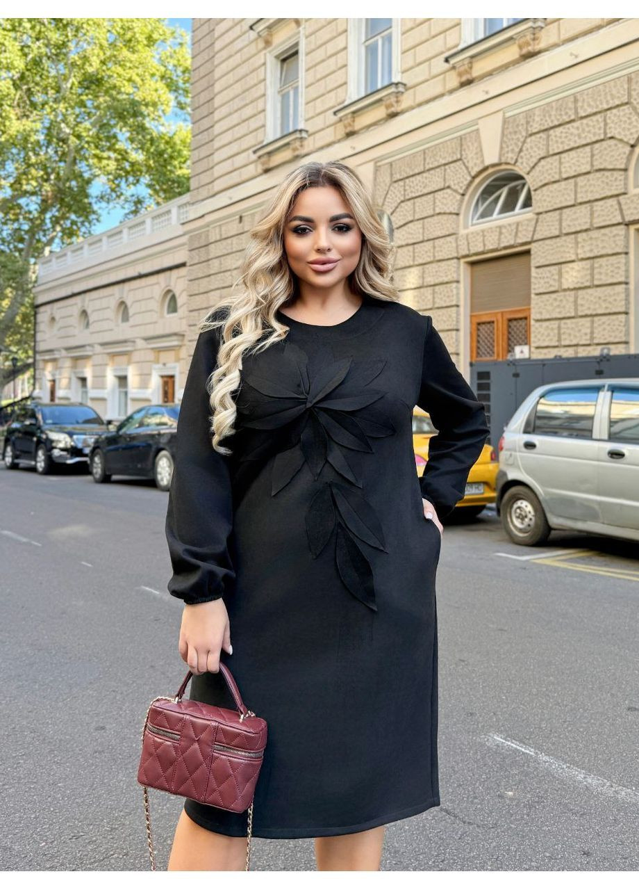 Черное праздничный, деловое, кэжуал женское платье замшевая Style Point однотонное