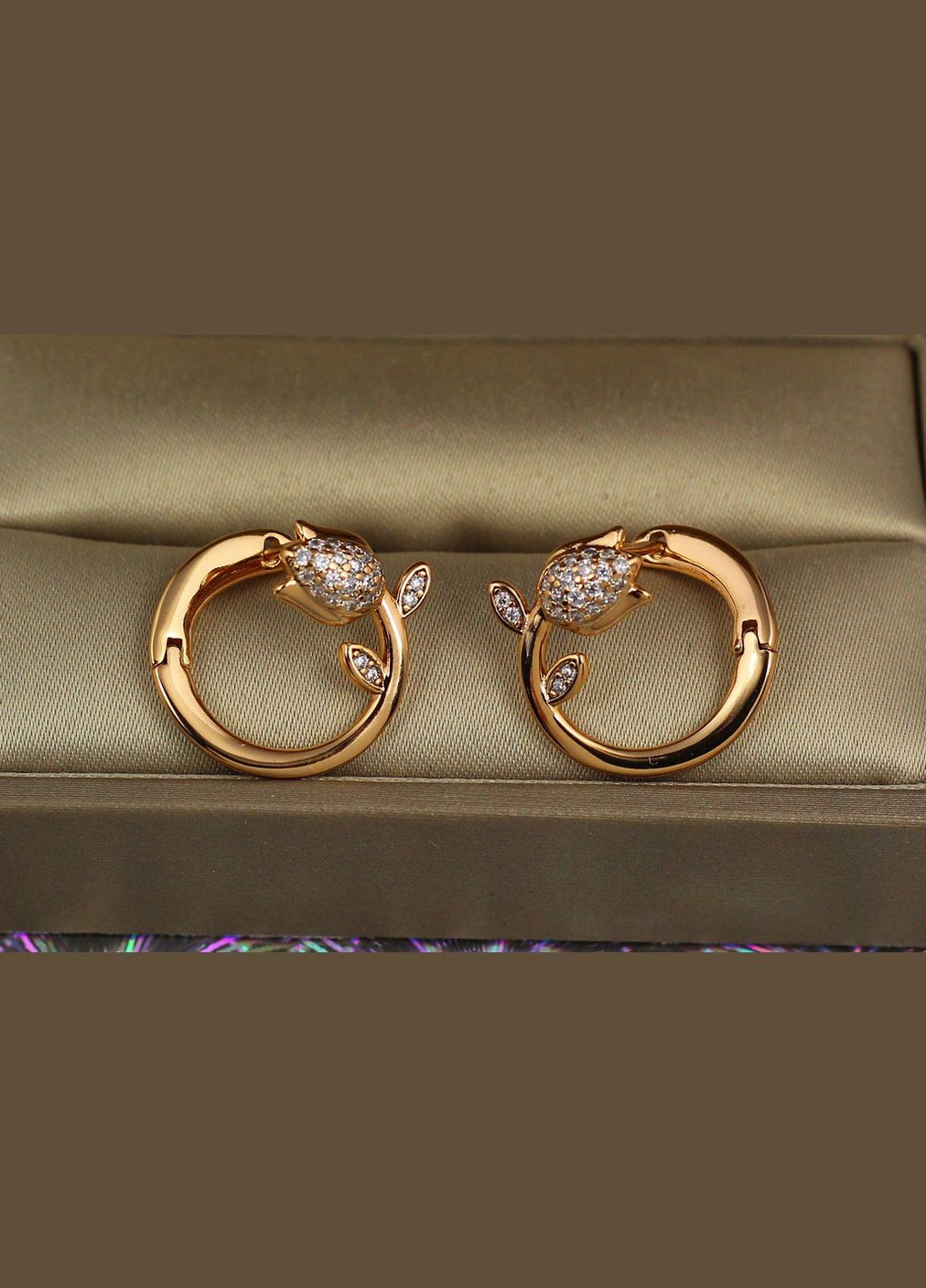 Сережки бутон тюльпана 1.8 см золотисті Xuping Jewelry (316434202)