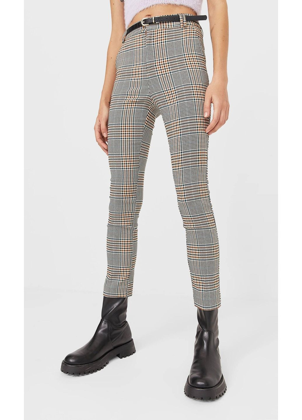 Штани демісезон,білий-бежевий в клітку, Stradivarius (368151309)