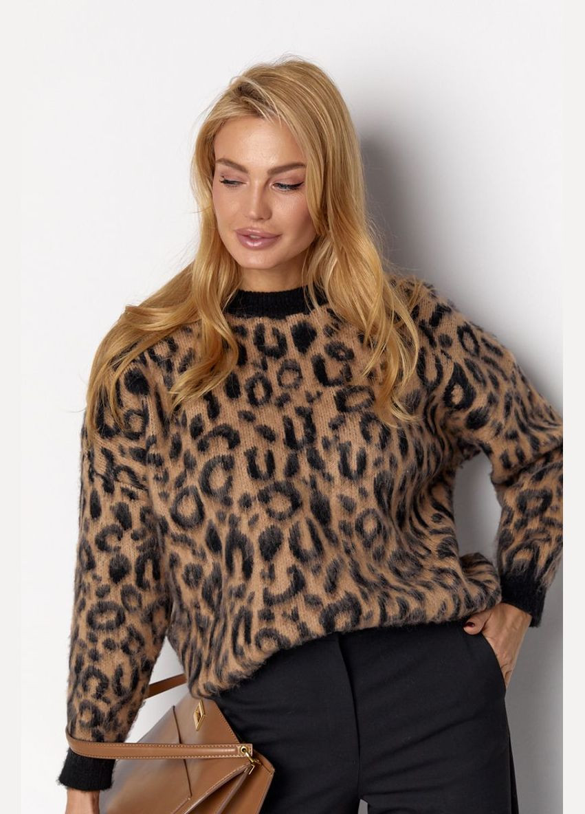 Джемпер из ворсистой пряжи с леопардовым узором 4597 Lurex (315810297)