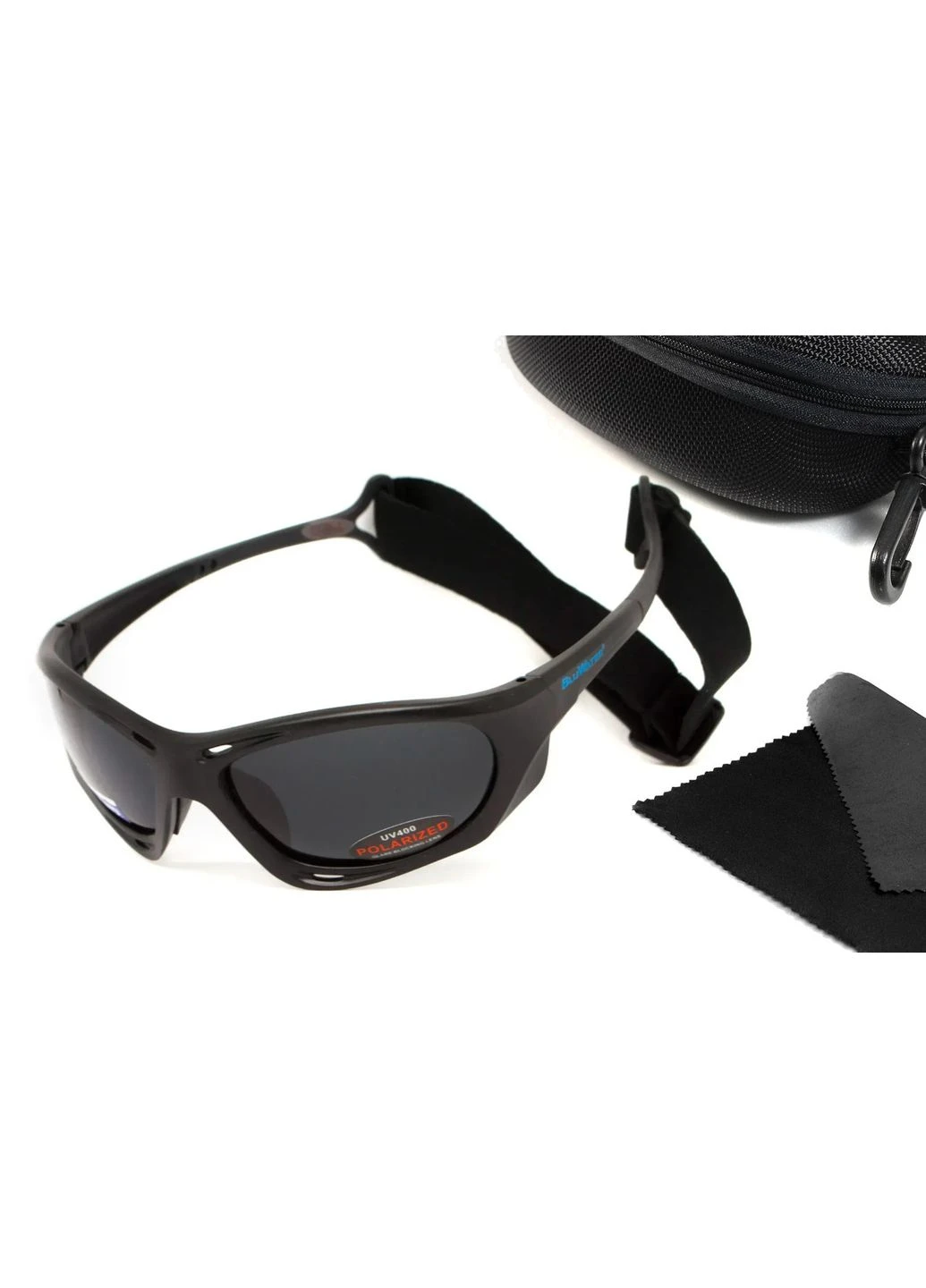 Окуляри поляризаційні Hydro Polarized (dark gray) Anti-Fog, чорні лінзи в чорній оправі BluWater (370271172)