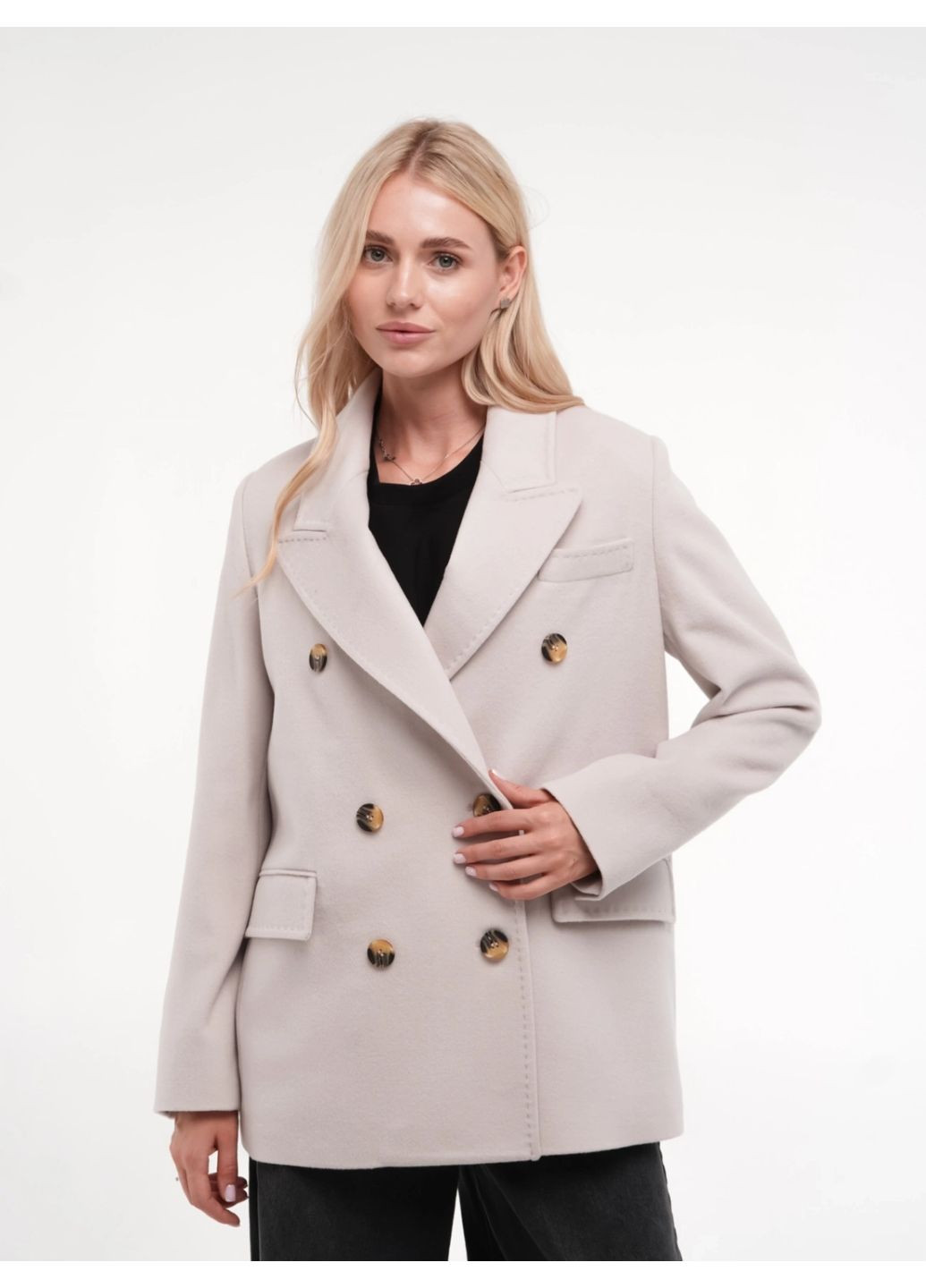 Серо-бежевое демисезонное Пальто Темно-сіре BiBi