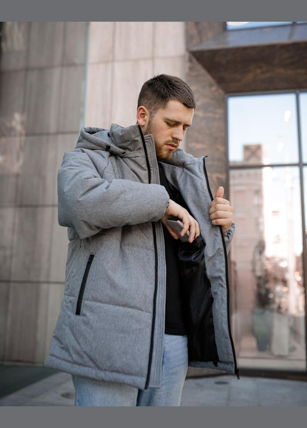 Сіра зимня куртка зимова виробництво - туреччина No Brand