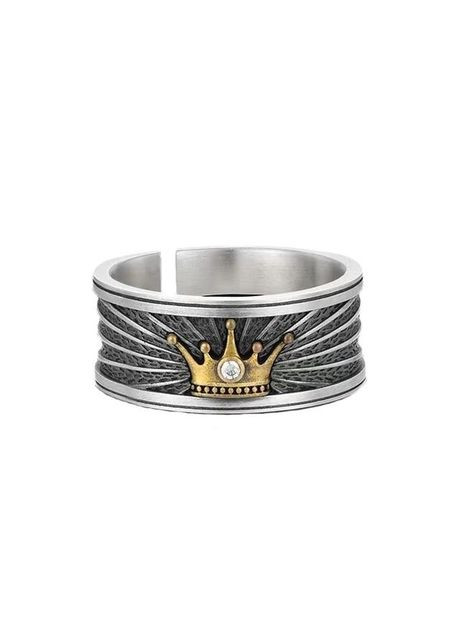 Уникальное кольцо ручной работы с короной и белым фианитом размер регулируемый Fashion Jewelry (285110784)