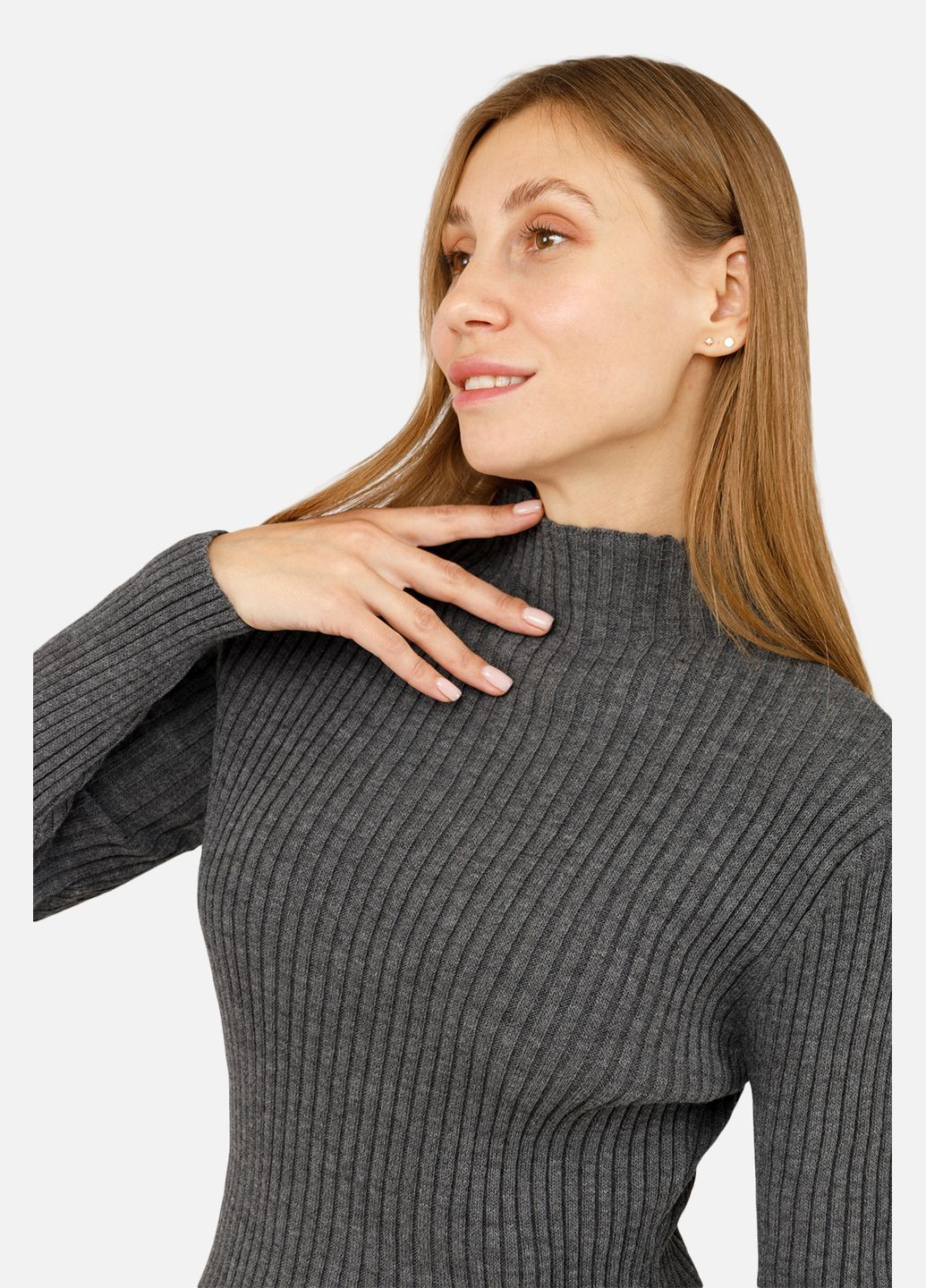 Сіра жіноча сукня кльош колір сірий цб-00262342 Miss rounge