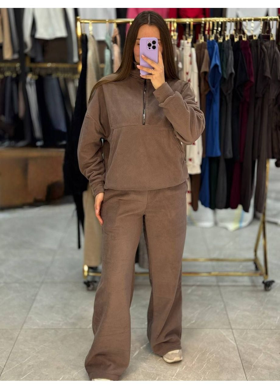 Жіночий зимовий костюм на флісі з кофтoю на блискавці No Brand (370678536)