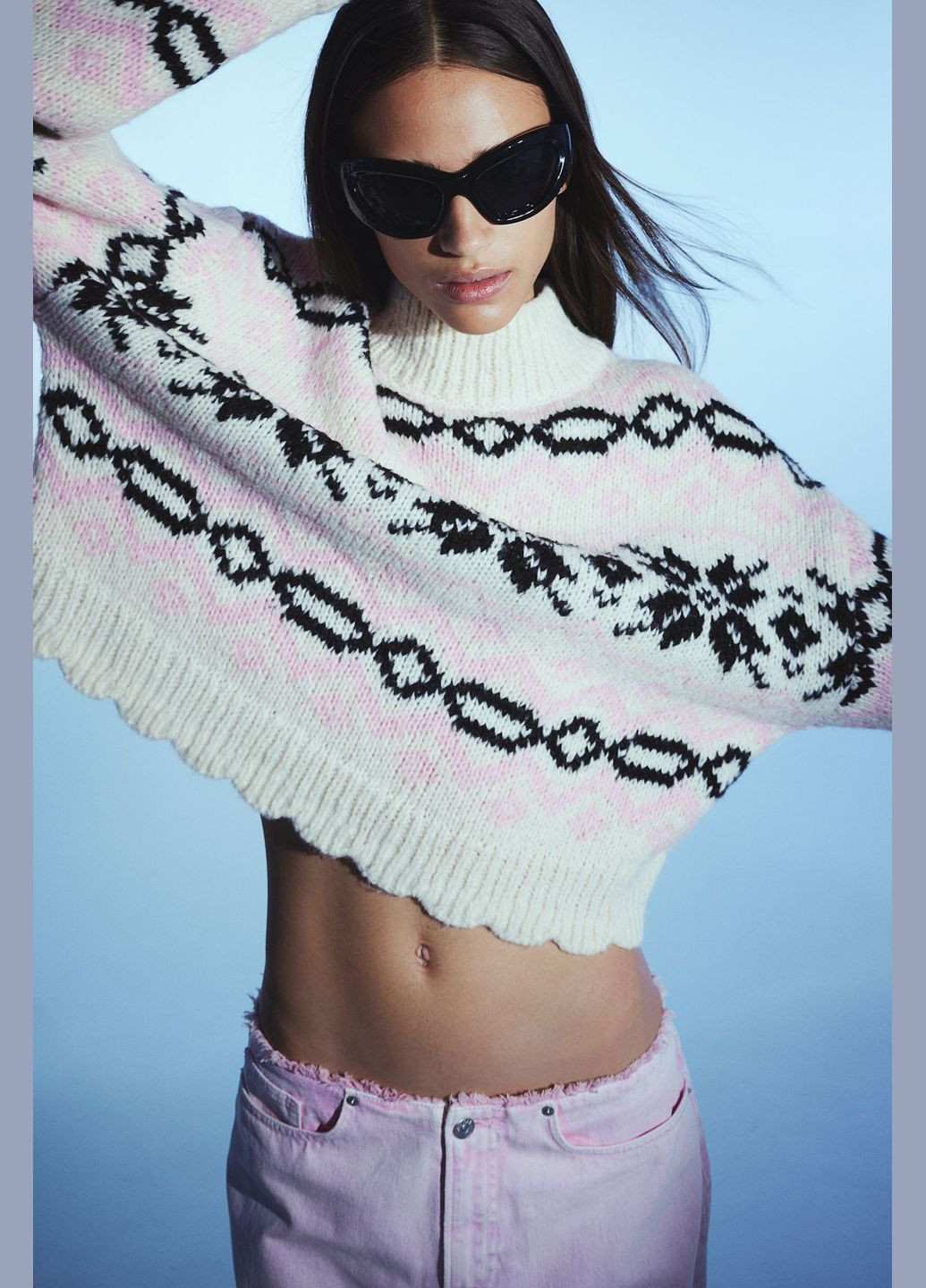 Комбінований демісезонний светр з жакардової в'язки H&M