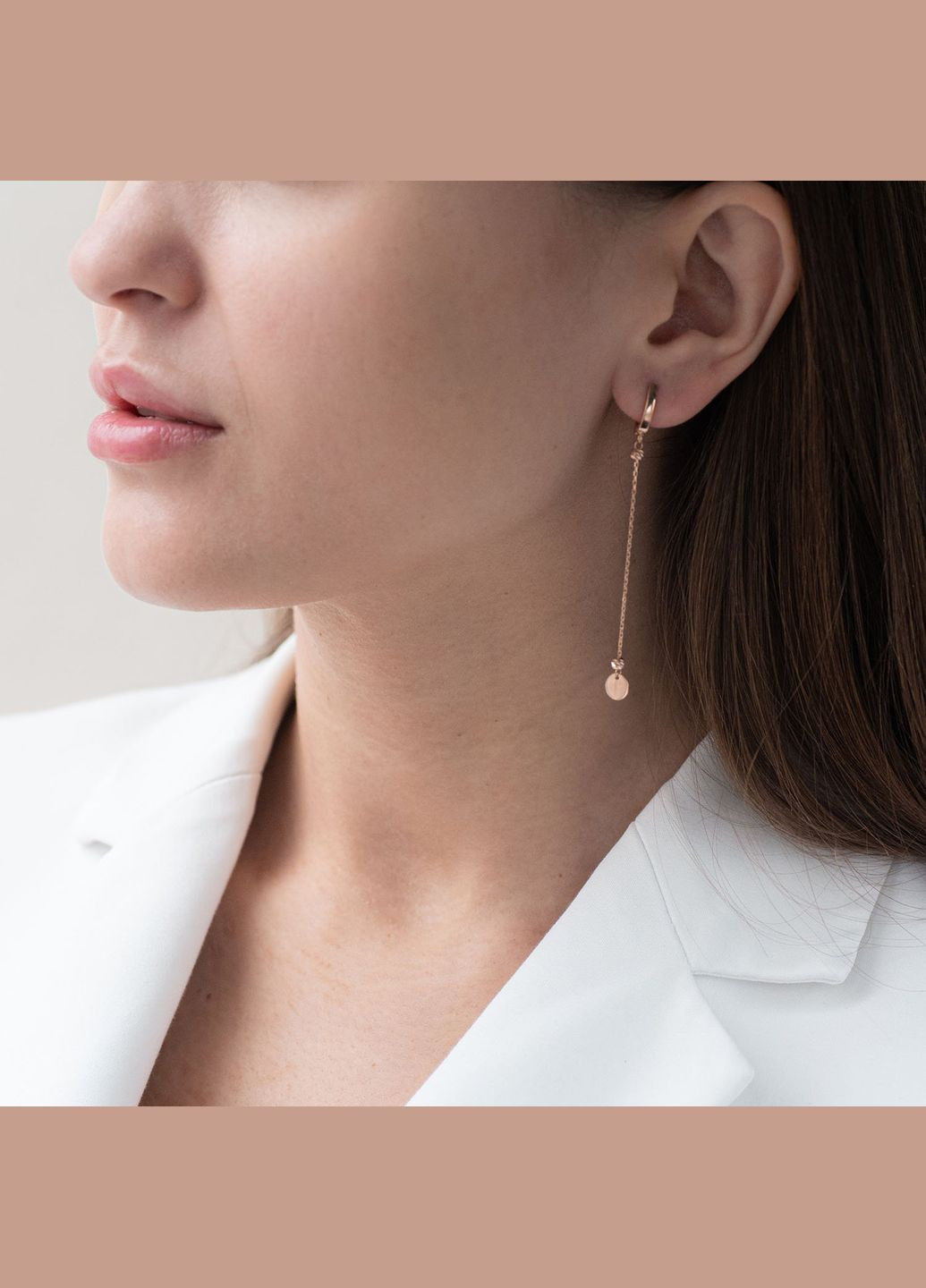 Золотые серьги Монетки на цепочке с07209 Oniks (264644531)