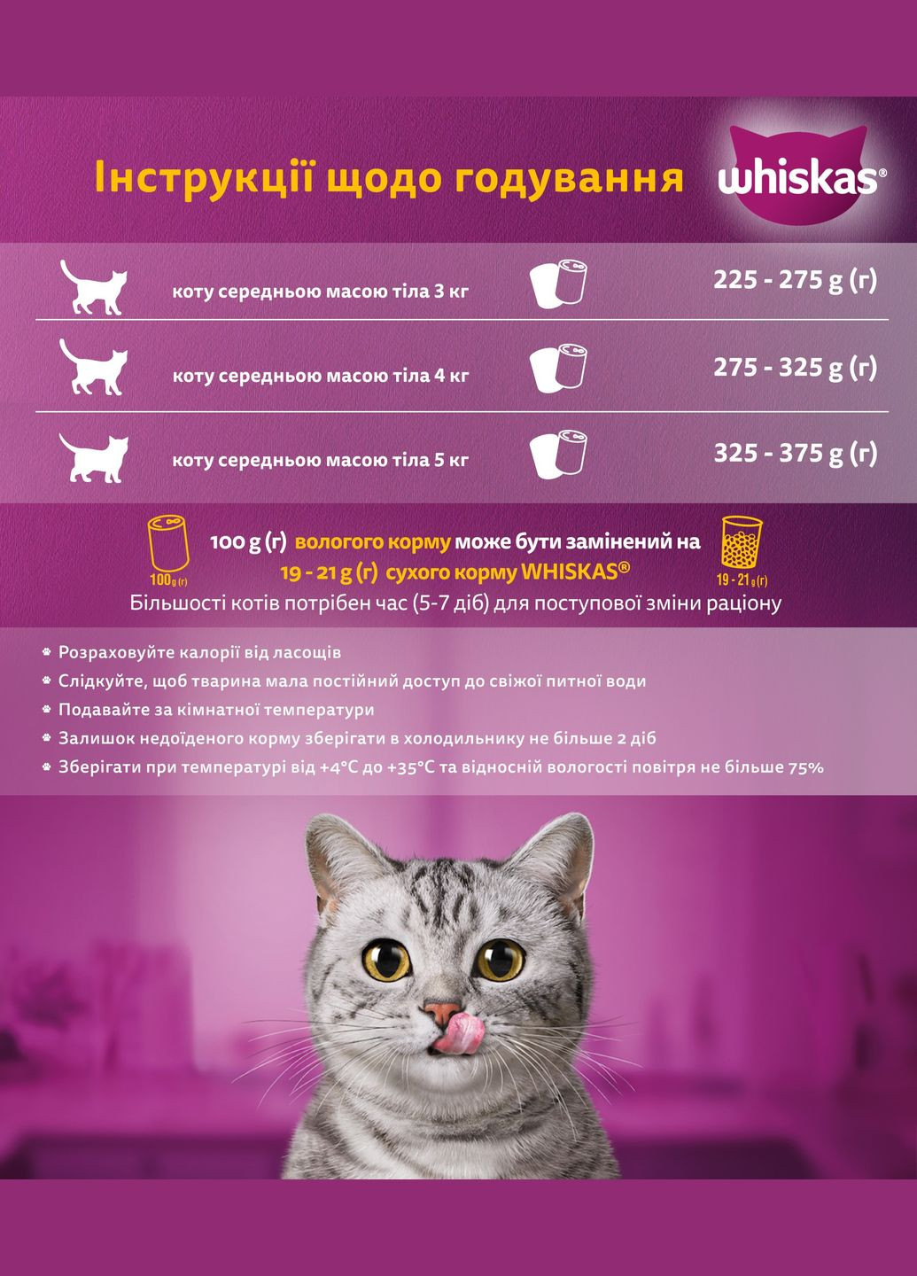 Вологий корм для котів яловичина в соусі, 400 г Whiskas . (303701250)