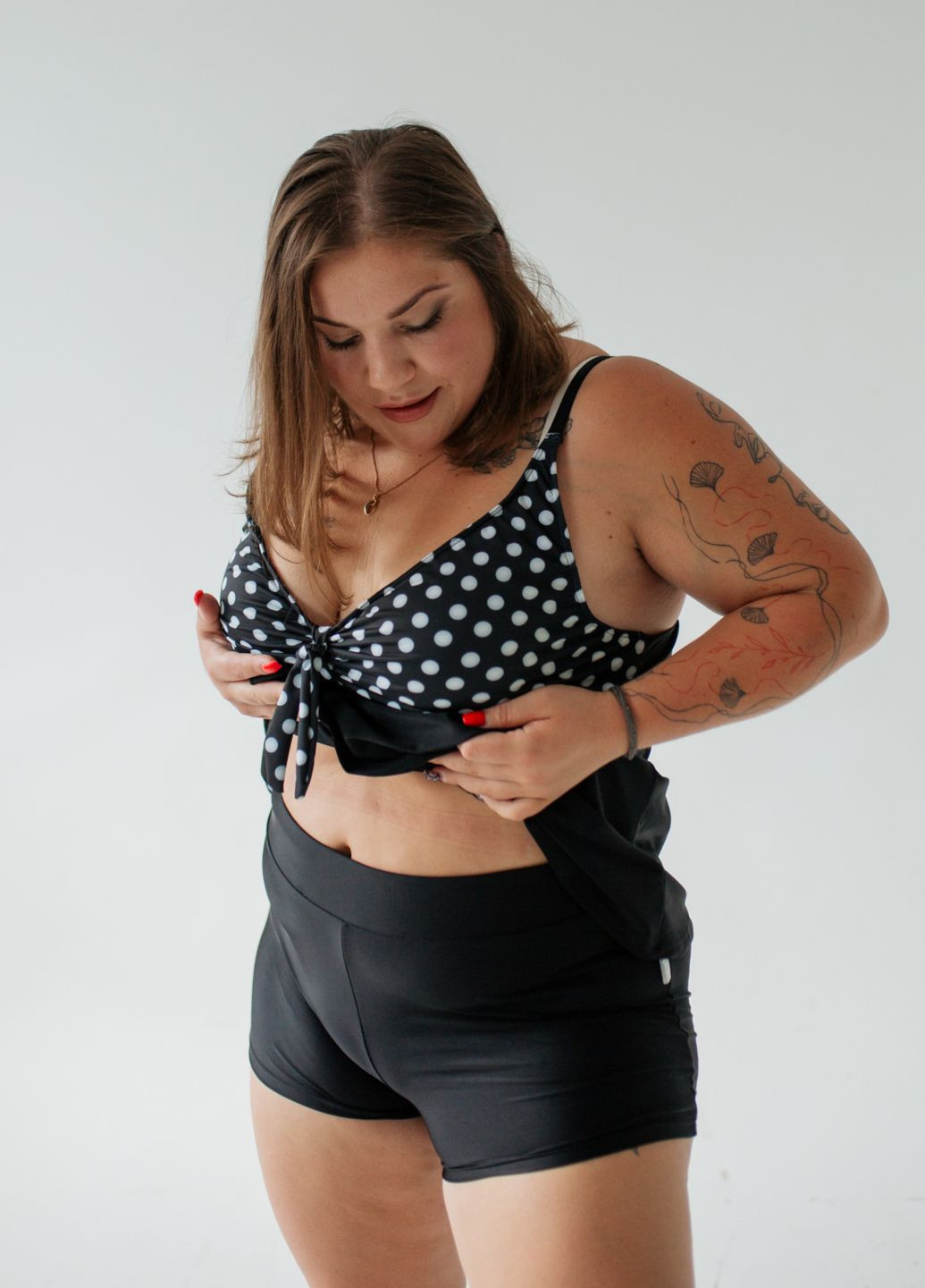 Чорно-білий демісезонний купальник роздільний роздільний, танкіні Ods